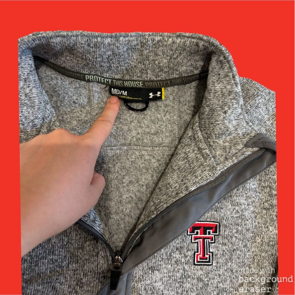 Texas Tech Rec Raiders Mens Under Armor Knit Grey Fleece 1/4 zip